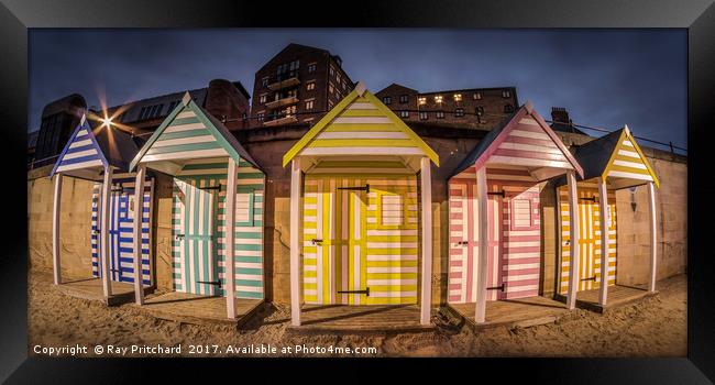 Newcastle Quayside Beach Huts Framed Print by Ray Pritchard
