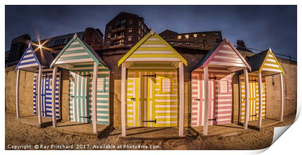 Newcastle Quayside Beach Huts Print by Ray Pritchard