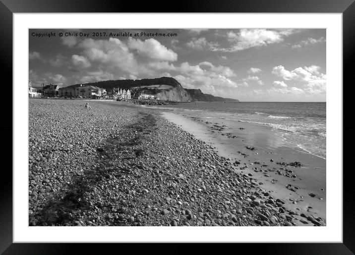 Girl on Sidmouth Beach Framed Mounted Print by Chris Day