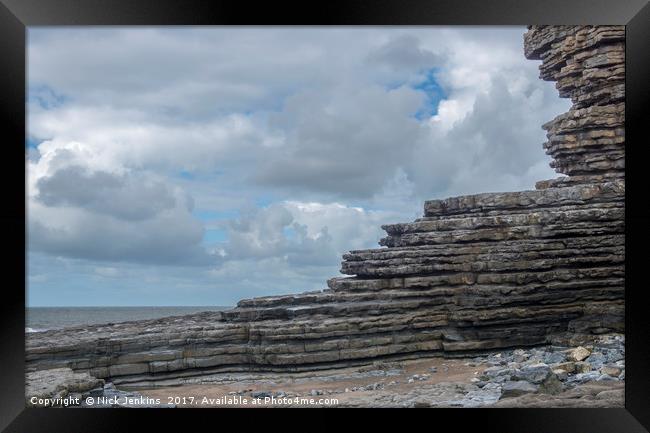 Rocks at Nash Point Beach Glamorgan Heritage Coast Framed Print by Nick Jenkins