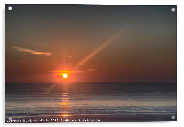 Breaking Dawn Daytona Beach Acrylic by Judy Hall-Folde