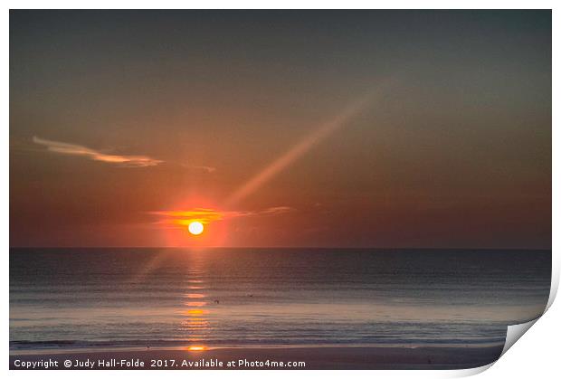 Breaking Dawn Daytona Beach Print by Judy Hall-Folde