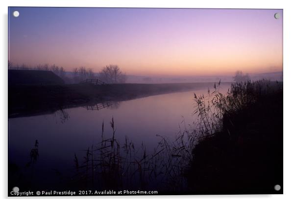 Dawn on the Somerset Levels Acrylic by Paul F Prestidge