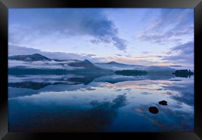 The Cold Light of Day, Derwentwater, Lake District Framed Print by David Lewins (LRPS)