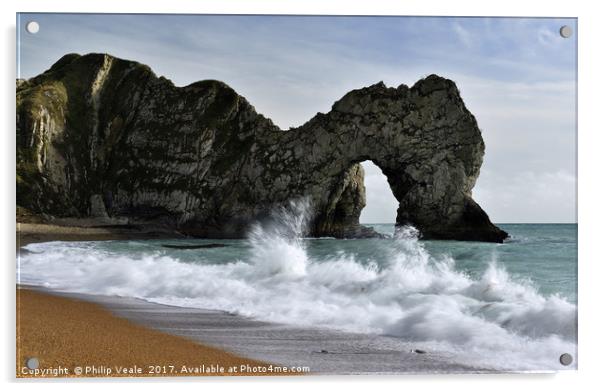 Durdle Door, Jurassic Coast with an incoming tide. Acrylic by Philip Veale