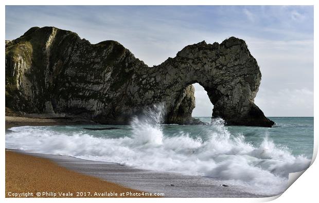 Durdle Door, Jurassic Coast with an incoming tide. Print by Philip Veale