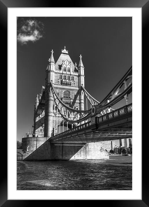Tower Bridge in Black and White Framed Mounted Print by Chris Day