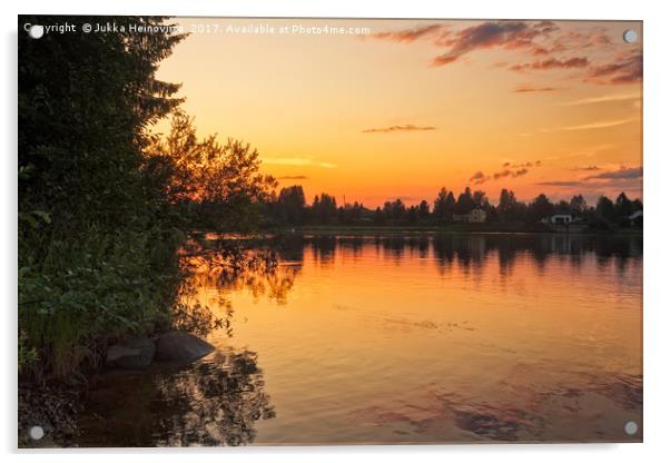 Sunset By The River Kemijoki Acrylic by Jukka Heinovirta