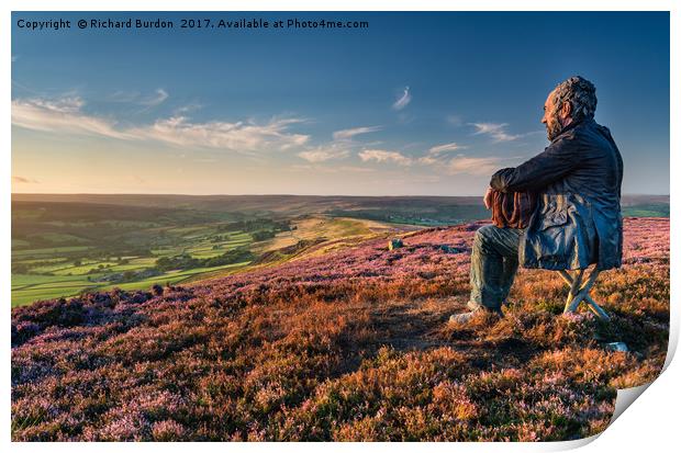 "The Seated Man" at Sunset - Westerdale Print by Richard Burdon