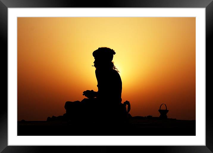 Sadhu At Dawn Framed Mounted Print by Neil Gavin