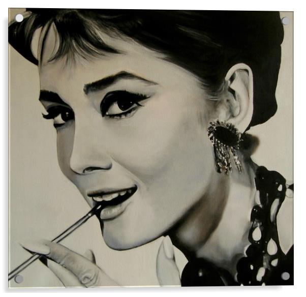 Audrey Hepburn Acrylic by David Reeves - Payne