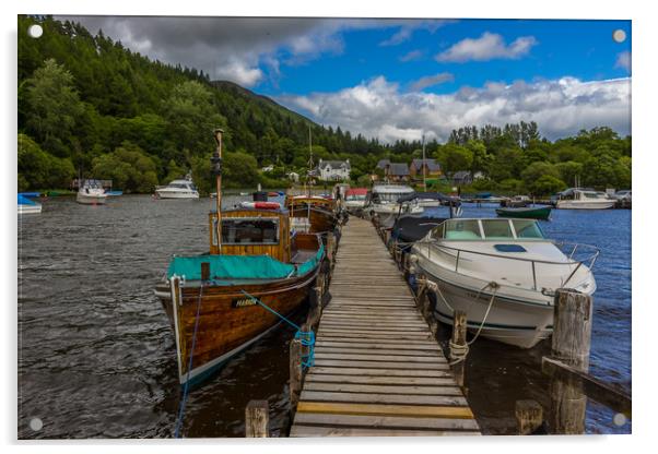 Boats at Balmaha, Loch Lomond, Scotland Acrylic by Pauline MacFarlane