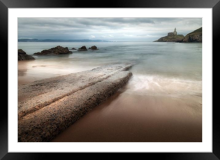 Mumbles Beach and Lighthouse Framed Mounted Print by Leighton Collins