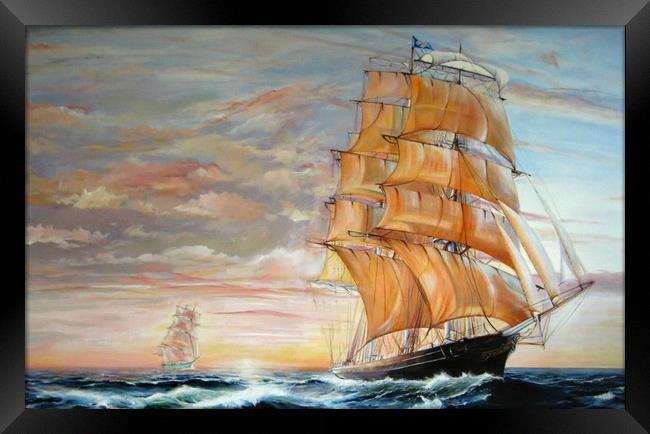 The Cutty Sark in Full Sail  Framed Print by David Reeves - Payne