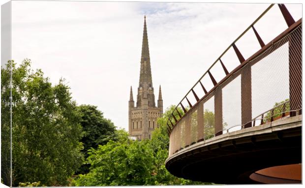 Norwich Cathedral and Carter Bridge Canvas Print by Darren Burroughs