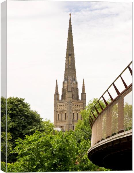Norwich Cathedral and Carter Bridge Canvas Print by Darren Burroughs