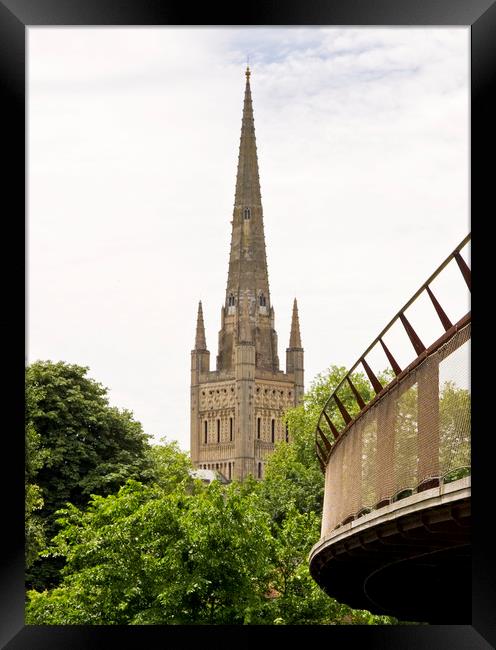 Norwich Cathedral and Carter Bridge Framed Print by Darren Burroughs