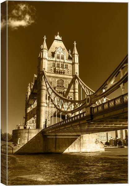 Tower Bridge in Sepia Canvas Print by Chris Day