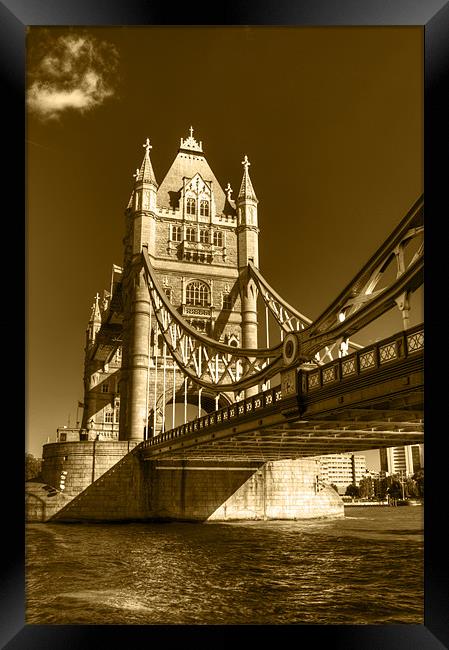 Tower Bridge in Sepia Framed Print by Chris Day