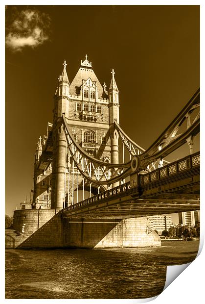 Tower Bridge in Sepia Print by Chris Day