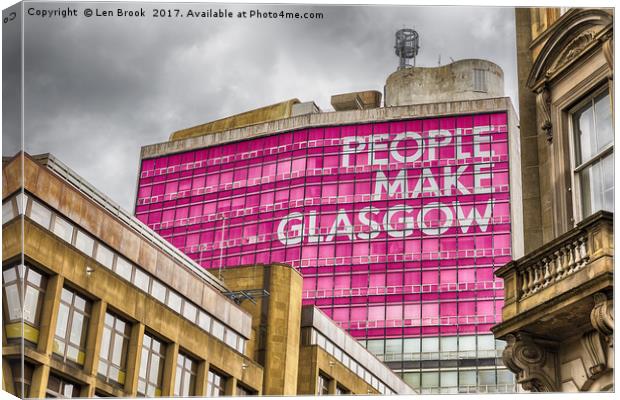 People Make Glasgow Canvas Print by Len Brook