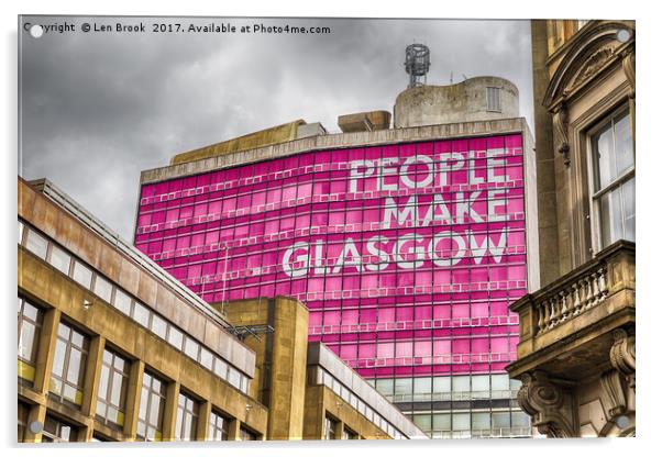 People Make Glasgow Acrylic by Len Brook