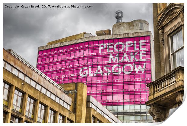 People Make Glasgow Print by Len Brook
