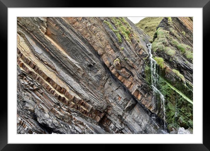 Cliffs with waterfall Framed Mounted Print by Brian Spooner
