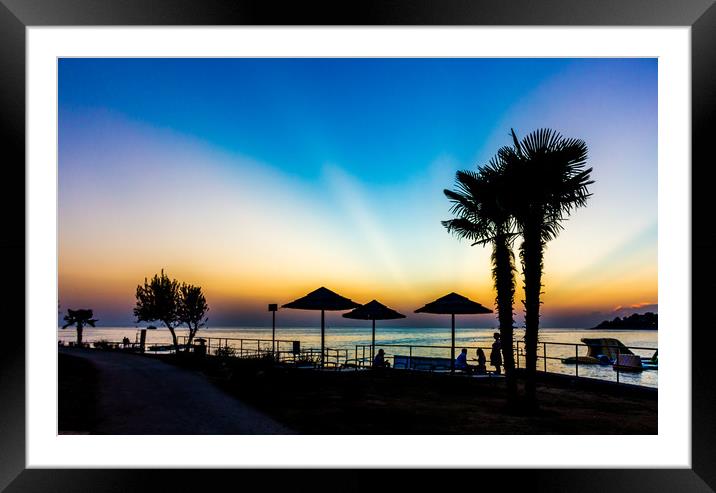 Sunset over The Adriatic Sea, Porec, Croatia Framed Mounted Print by Pauline MacFarlane