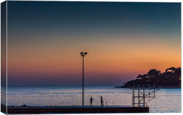 Sunset over The Adriatic Sea, Porec, Croatia Canvas Print by Pauline MacFarlane