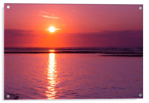 Beach Sunset Acrylic by Simon Wilkinson