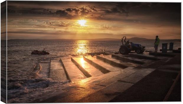 Lifeboat launch at Aberavon Canvas Print by Leighton Collins