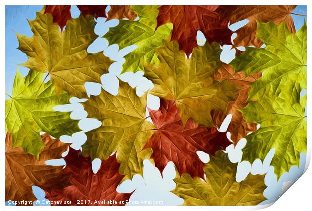 Autumn Leaves Brite Print by Catchavista 