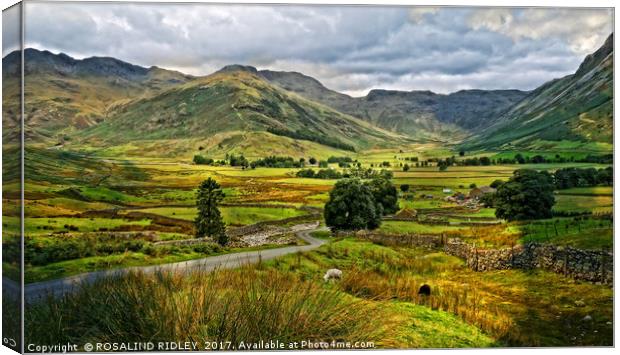 "Across the Langdale Pikes" Canvas Print by ROS RIDLEY
