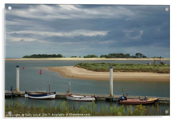 Boats at Wells next the Sea Acrylic by Sally Lloyd