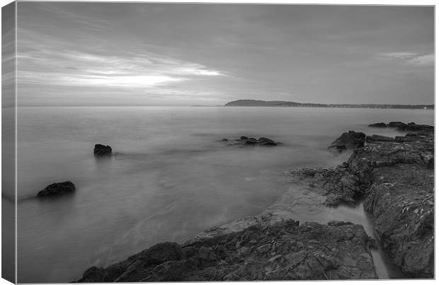 Dusk on the Adriatic sea in Black and White Canvas Print by Ian Middleton