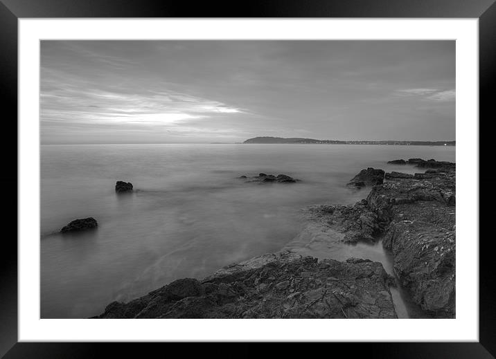 Dusk on the Adriatic sea in Black and White Framed Mounted Print by Ian Middleton