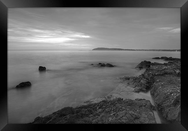 Dusk on the Adriatic sea in Black and White Framed Print by Ian Middleton