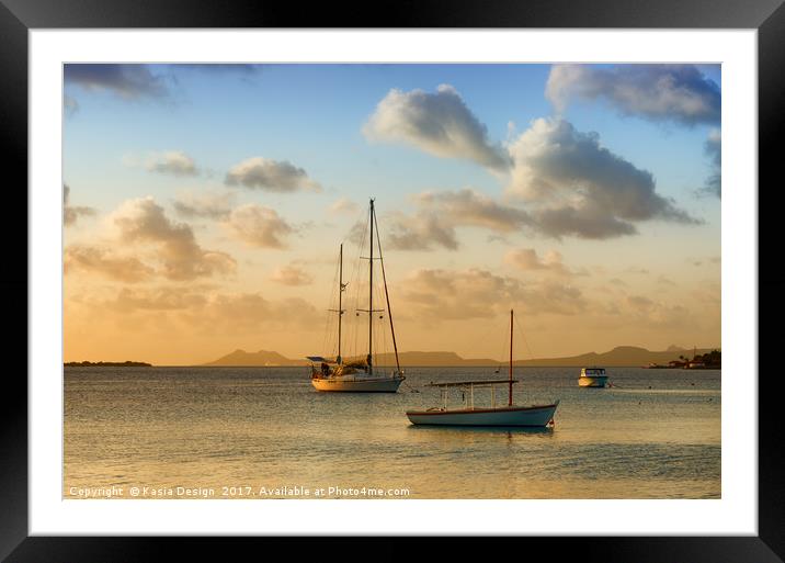 Caribbean Twilight Anchorage Framed Mounted Print by Kasia Design