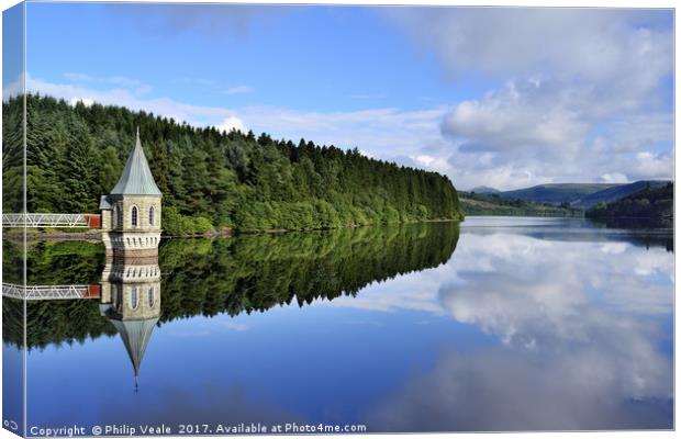 Pontsticill Valve Tower Summer Reflection. Canvas Print by Philip Veale