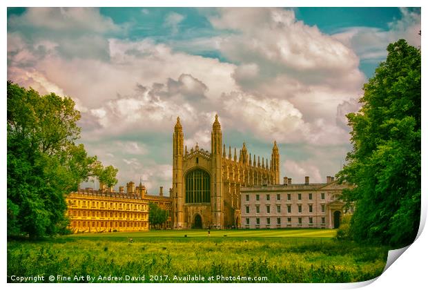 A Summer's Day At Kings College,Cambridge Print by Andrew David Photography 
