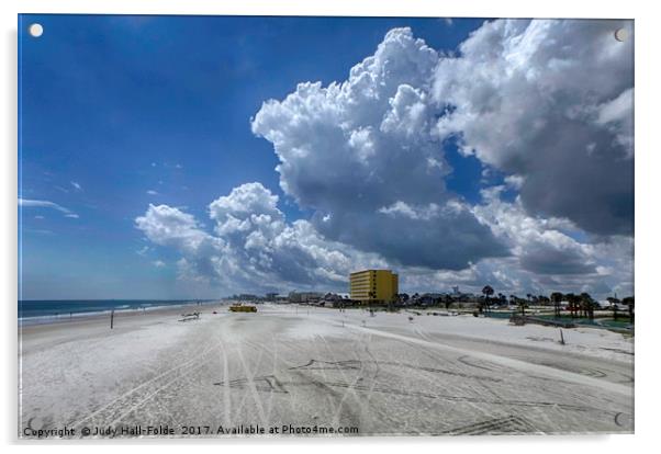 Looking Toward Daytona Beach Shores Acrylic by Judy Hall-Folde