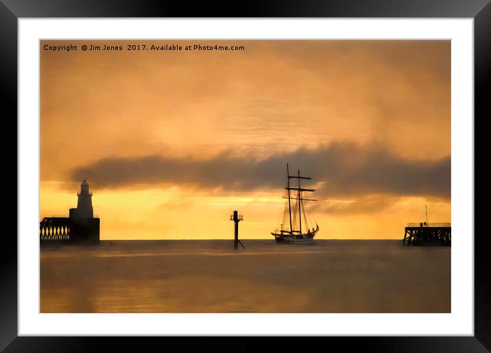 Sailing away into a soft focus morning Framed Mounted Print by Jim Jones