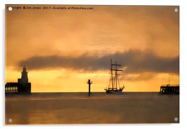 Sailing away into a soft focus morning Acrylic by Jim Jones