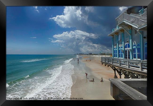 View from the Pier Framed Print by Judy Hall-Folde