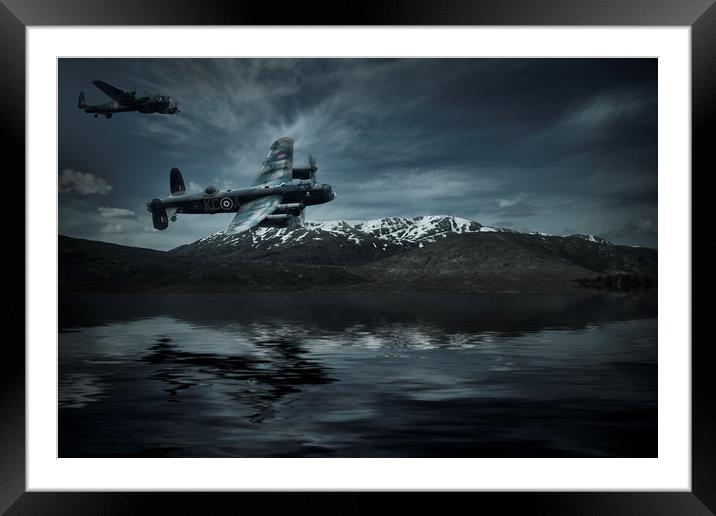 Lancasters, Hunt the Tirpitz Framed Mounted Print by Rob Lester