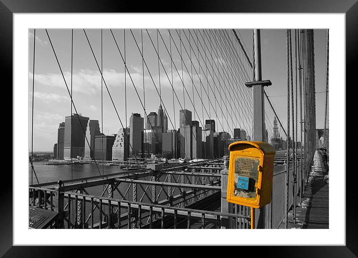 Yellow Box of Brooklyn Bridge Framed Mounted Print by Neil Gavin