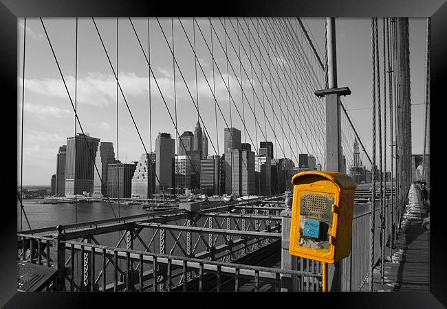 Yellow Box of Brooklyn Bridge Framed Print by Neil Gavin