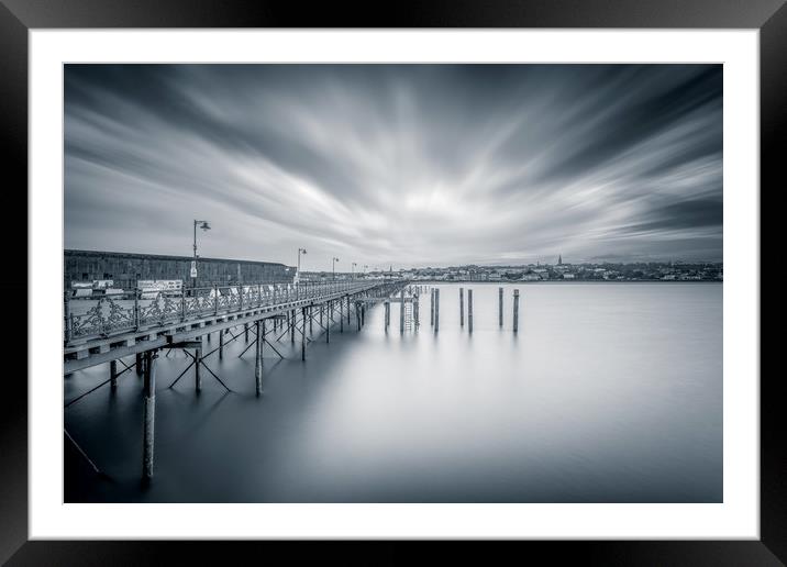 Old Ryde Pier Isle Of Wight BW Framed Mounted Print by Wight Landscapes