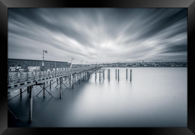 Old Ryde Pier Isle Of Wight BW Framed Print by Wight Landscapes